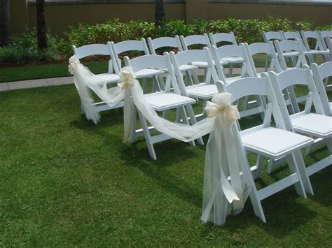 Wedding Ceremony Chair Decorations Tulle And Ribbon Bows Outdoor