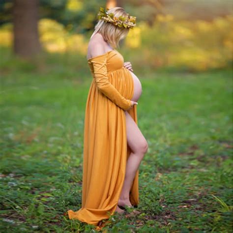2018 Autumn Maternity Photography Props Maternity Gown Cotton Maternity Dress Fancy Shooting