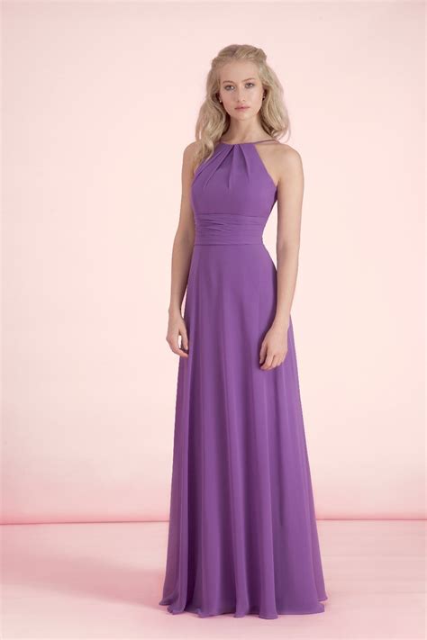 Purple A Line Chiffon Halter Bridesmaid Dresses With Low Back Plus Size
