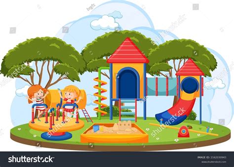 Children Playing Playground Illustration Stock Vector Royalty Free