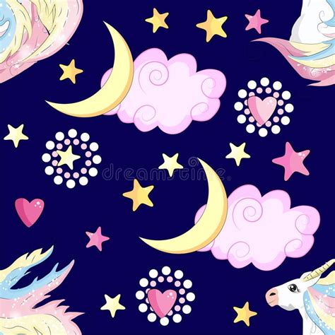 Cute Unicorn Princess Concept Girl Beauty Seamless Pattern Cartoon