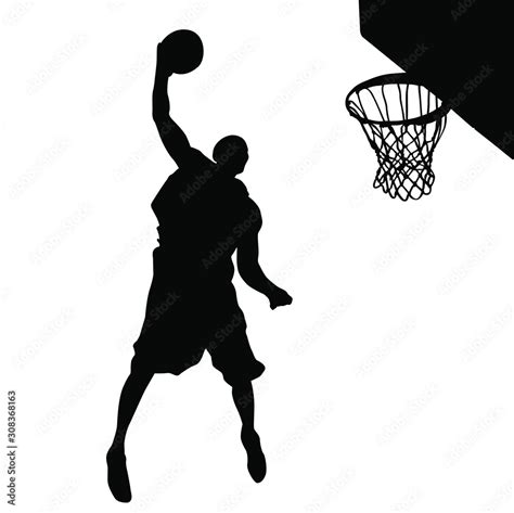 Vector Silhouette Of A Basketball Player Dunking The Ball Stock Vector
