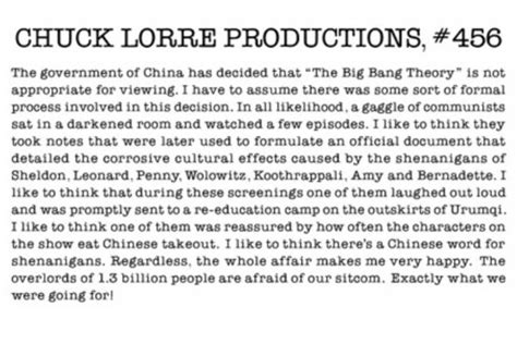 chuck lorre responds to the big bang theory ban in china chinasmack