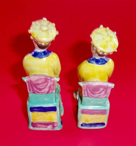 Miniature Chinese Figurines Pair Ceramic Antique China Famille Etsy