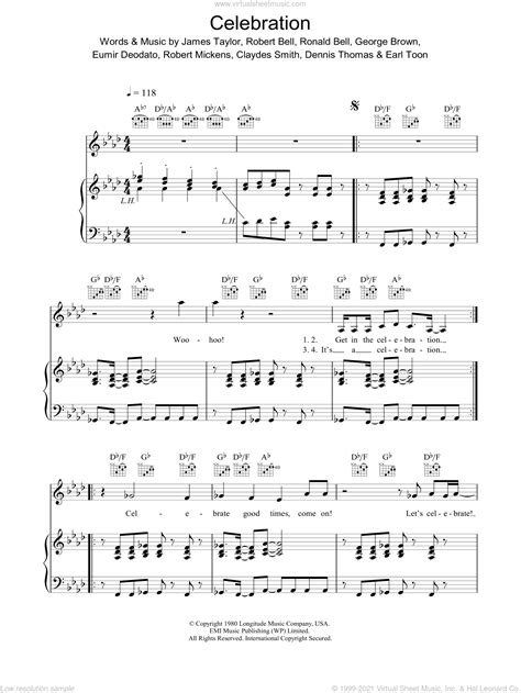 Kool And The Gang Celebration Sheet Music For Voice Piano Or Guitar