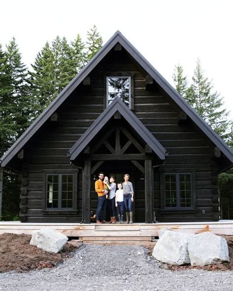 Black Log Cabin Exterior Modern Cottage Design Log Homes Exterior