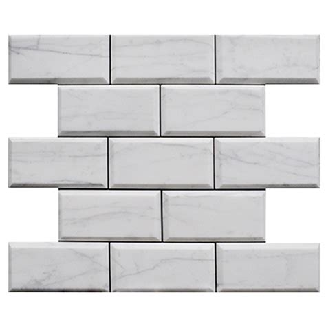 3” X 6” Carrara Marble Wide Beveled Subway Tile Honed