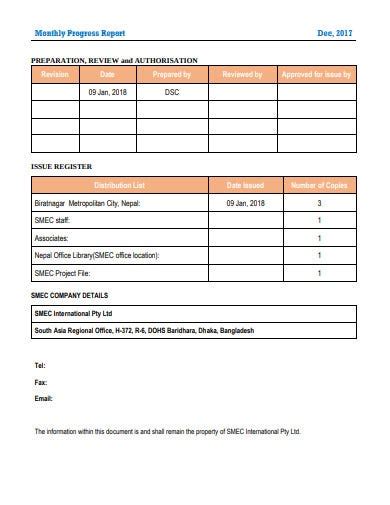 6 Consultant Monthly Report Templates In Pdf