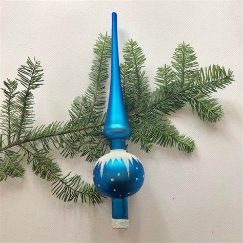 1950s Vintage Glass Tree Topper Bright Blue Goregous Winter Etsy