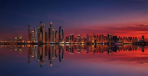Dubai Marina At Sunset United Arab Emirates Stock Photo
