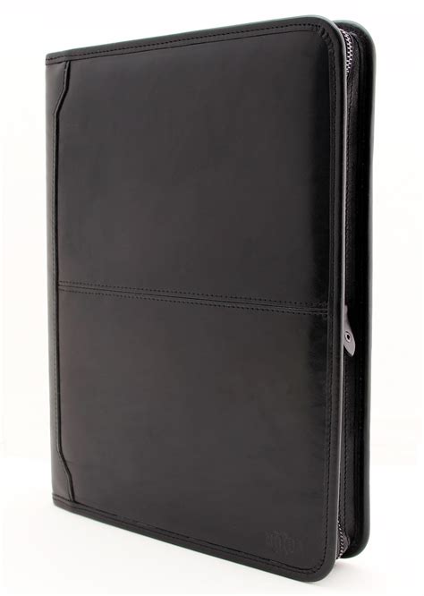 Italian Leather Folder Zipped Business Portfolio Leather 3 Ring
