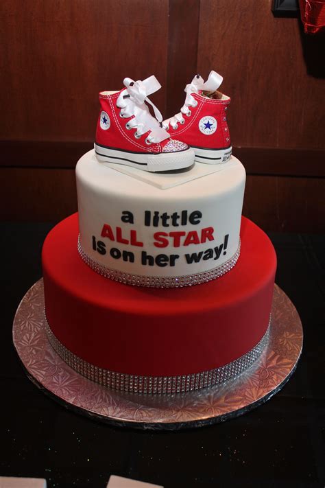Unique baby shower decorations from independent artists. All Star Baby "Girl" Shower Cake w/bling and red Converse ...
