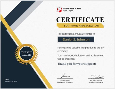 Thank You Appreciation Certificate Template