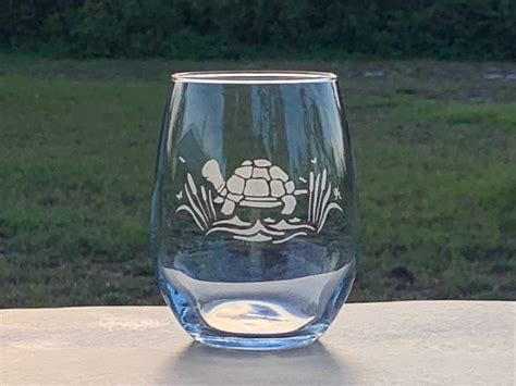 Excited To Share This Item From My Etsy Shop Turtle T Turtle Wine Glass Etched Glass