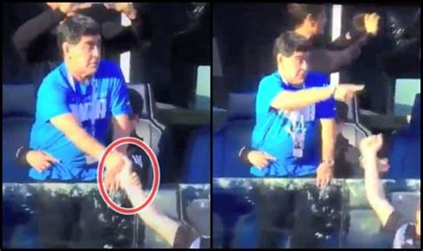 Fifa World Cup 2018 Video Footage Of Diego Maradona Passing Something