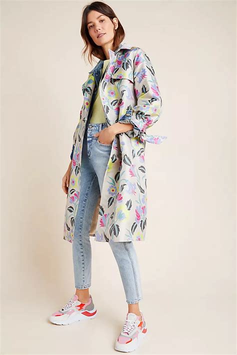 Anthropologie X Delpozo Floral Jacquard Trench Coat Anthropologie Uk