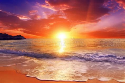 Beautiful Sunset Over The Sea Collage Stock Illustration
