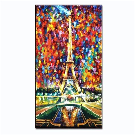 Palette Knife Oil Painting Romantic City Paris Eiffel Tower Landscape