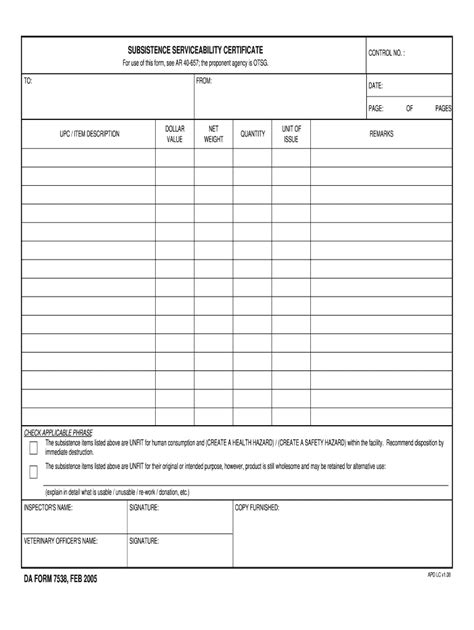 Da Form 7538 Fill Online Printable Fillable Blank