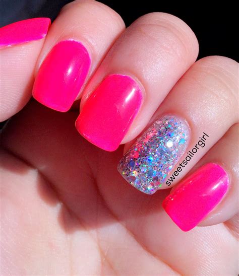 Gorgeous Neon Pink Nails With Design Fashionblog