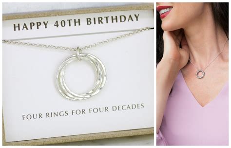 Here's to many more in our future! 40th Birthday Necklace | Silver | 4 Rings for 4 Decades ...