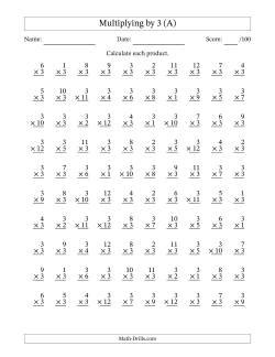 multiplication facts worksheets