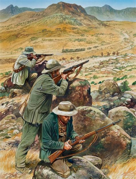 An Illustration Of Boers Engaging British Forces During The Boer War