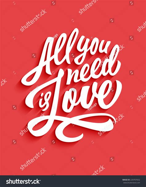 All You Need Love Handwritten Typographic Stock Vector Royalty Free