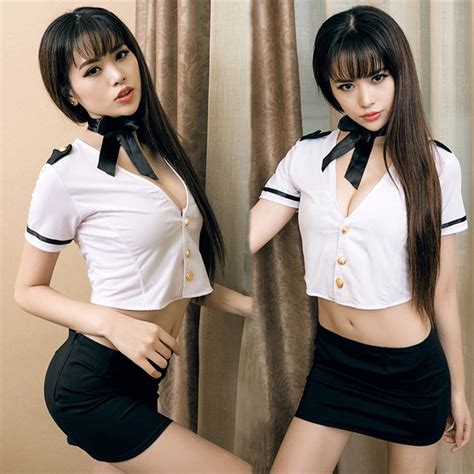 Sexy Womens Piyama Set Seragam Sekolah Jepang Seragam Pramugari Seksi