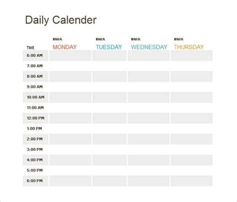 Daily Calendar Templates 11 Free Word Excel And Pdf Formats Daily