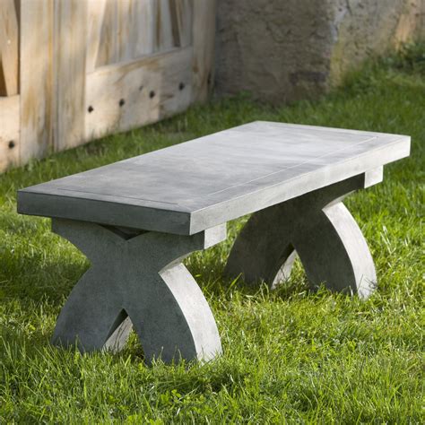 Campania International The X Cast Stone Backless Garden Bench From