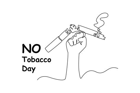 Continuous One Line Drawing Hand Punching A Cigarette No Tobacco Day Concept Single Line Draws