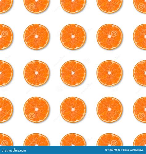 Fresh Orange Tangerine Slices Seamless Pattern Close Up Of Citrus