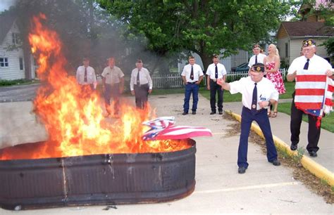 Veterans Hold Flag Burning Ceremony Girl Scouts Veteran Hold On
