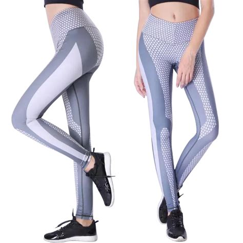 2018 Hot Digital Honeycomb Printed Yoga Pants New Women Push Up