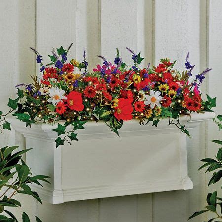 Silk flower arrangements for window boxes. Lighted Wildflower Window Box Filler | Window box flowers ...
