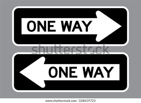 One Way Sign Set Vector Illustration Stock Vector Royalty Free