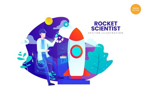 Rocket Scientist Vector Illustration Concept Graphics Envato Elements
