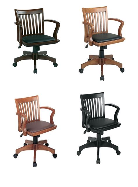 Armless wooden banker chair is entirely designed with high quality and sturdy materials. Mission Style Bankers Wood Swivel Desk Chair Laquered ...