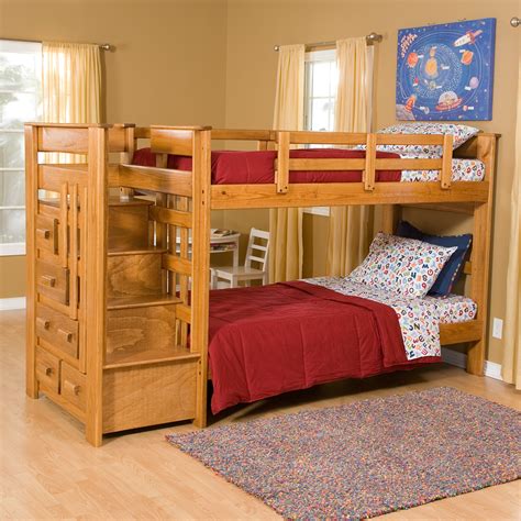 The chair can be a big option too, and kids will feel more comfort if your children are in the age of doing heavy home. Heartland Twin Over Twin Bunk Bed with Stairs - Kids ...