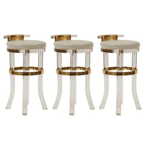 Bar stools chrome and clear (set of 2) coaster home furnishings. Lucite and Brass Counter Stools at 1stdibs