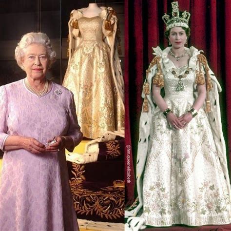 Claire foy as queen elizabeth ii in the crown; HM Queen Elizabeth on Instagram: "The coronation dress of ...