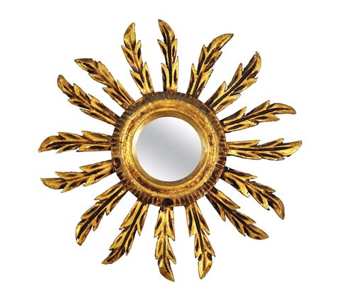 Vintage Gold Leaf Convex Sunburst Mirror At 1stdibs Sunburst Mirror