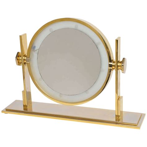 Portable high definition cosmetic mirror with led lights. Karl Springer Lighted Table Top Vanity Mirror at 1stdibs