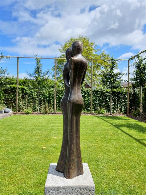 Bronze Garden Sculpture Of An Embracing Couple Abstract And Modern