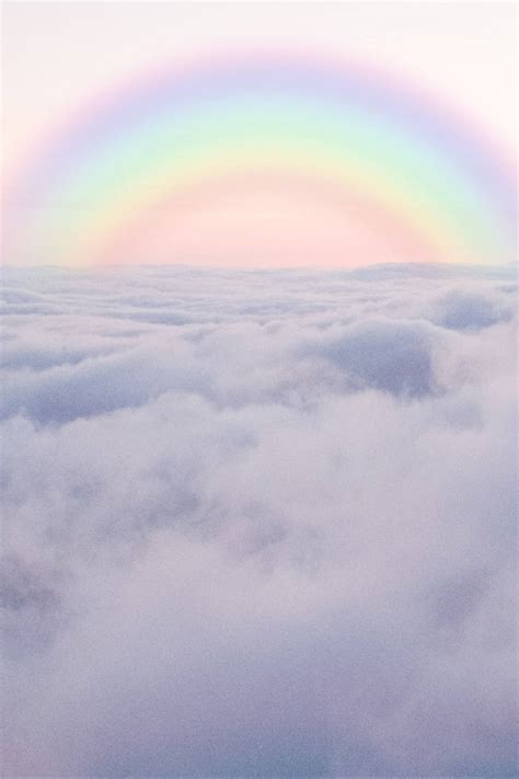 Download Sea Of Clouds With Pastel Rainbow Wallpaper