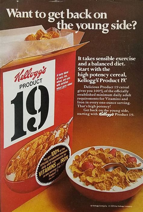 1970 Kelloggs Product 19 Cereal Vintage Ad
