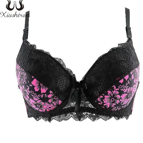 Xiushiren France Style Lace Bras For Women 34 Cup Sexy Push Up Brassiere Floral Lingerie