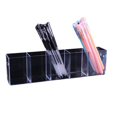 Clear Acrylic Pen Holder Stationery Store Storage Brush Case Clear