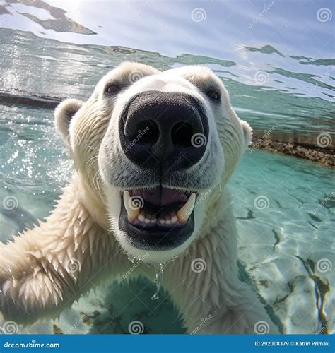 Polar Bear Looks At The Camera And Takes Selfies Stock Image Image Of